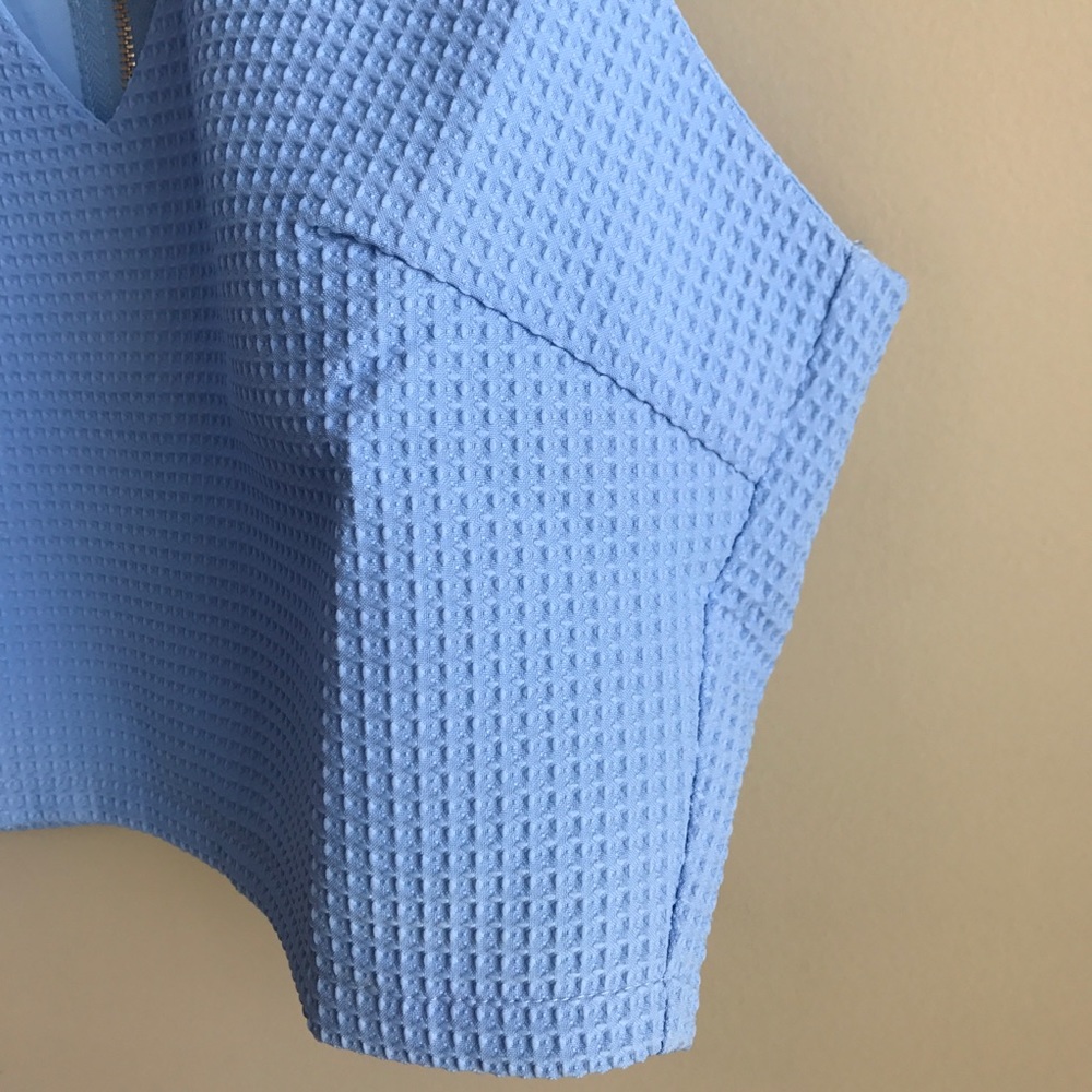Blue Waffle Knit Crop Top - Picture 5 of 6